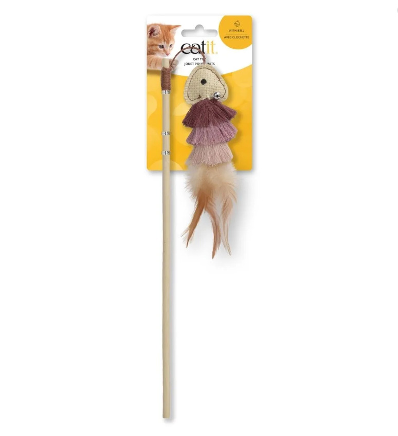 Hg43180 - Agace chat sur baguette avec poisson plume - Catit
