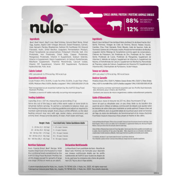 Nourriture lyophilisée en morceaux au boeuf et à la pomme pour chiens - Nulo
