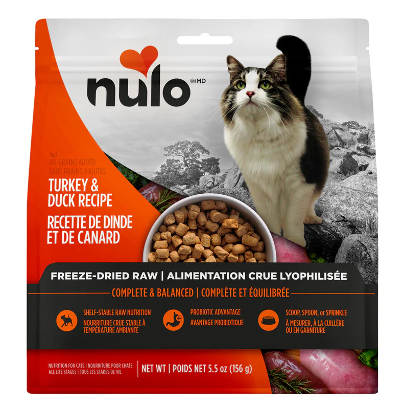 K00822 - Nourriture lyophilisée en morceaux à la dinde et au canard pour chats - Nulo