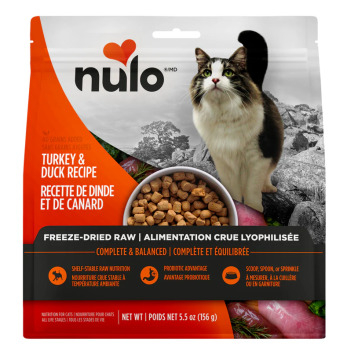 Nourriture lyophilisée en morceaux à la dinde et au canard pour chats - Nulo