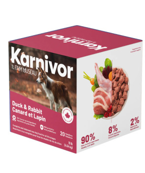 Nourriture crue au canard et au lapin pour chiens - Karnivor