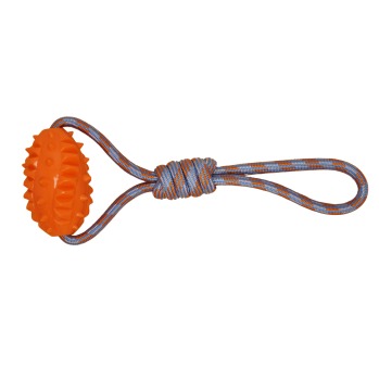 Corde flottante avec ballon de football et poignée orange et bleu pour chiens - Büd'z