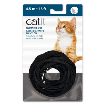 Câble d'attache en nylon noir pour chats - Catit