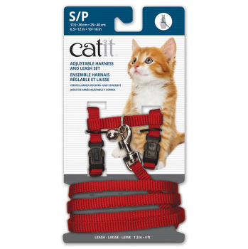 Ensemble de harnais ajustable et laisse rouge pour chats - Catit
