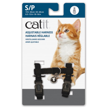Ensemble de harnais ajustable et laisse noir pour chats - Catit