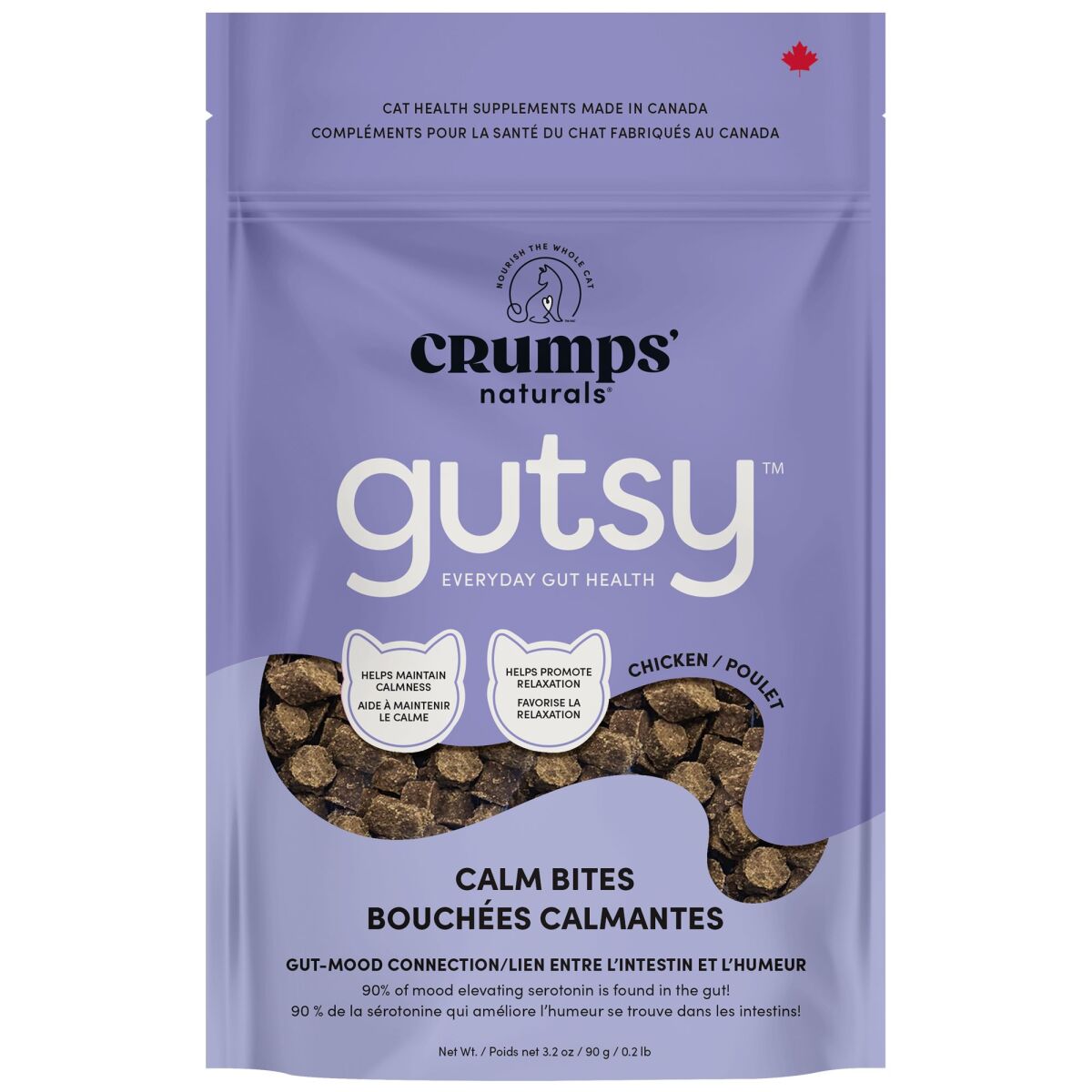 D5641 - Gâteries Gutsy bouchées calmantes au poulet pour chats - Crumps' Naturals
