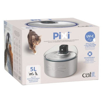 Abreuvoir sans fils Pixi en acier inoxydable avec UV pour animaux - Catit
