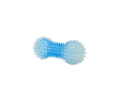 Jouet en caoutchouc en forme d'haltère à pointes bleu luminescent pour chiens - Büd'z
