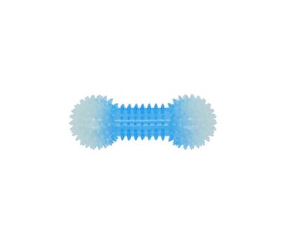 Jouet en caoutchouc en forme d'haltère à pointes bleu luminescent pour chiens - Büd'z