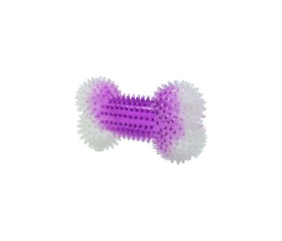 Jouet en caoutchouc en forme d'os à pointes mauve luminescent pour chiens - Büd'z