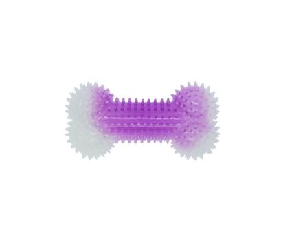 Jouet en caoutchouc en forme d'os à pointes mauve luminescent pour chiens - Büd'z