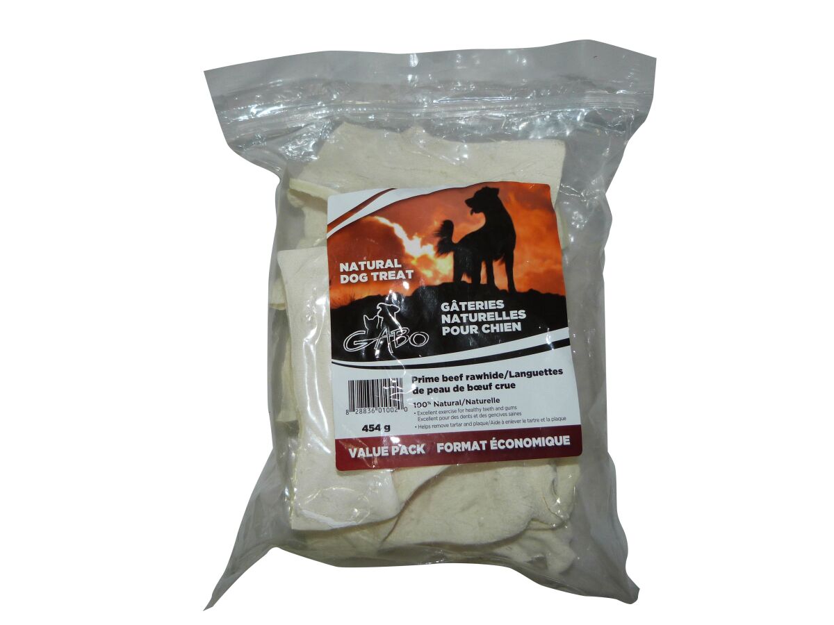 Ga0013 - Sac de languettes de peau de bœuf blanches pour chiens - Gabo