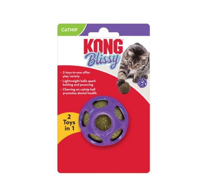 Kg1073 - Balle blissy avec boule d'herbe à chat pour chats - Kong