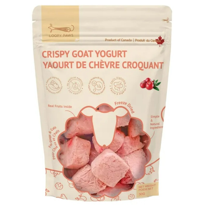 Lop2900 - Gâteries de yogourt de chèvre lyophilisées et croustillantes à la canneberge pour animaux - Loopy Paws