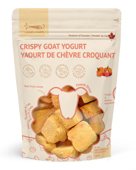 Lop2902 - Gâteries de yogourt de chèvre lyophilisées et croustillantes à la citrouille et fraise pour animaux - Loopy Paws