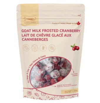 Gâteries de canneberges lyophilisées givrées de lait de chèvre en poudre pour animaux - Loopy Paws