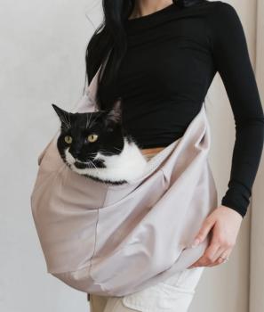 Sac de transport à bandoulière beige pour animaux - Dexypaws