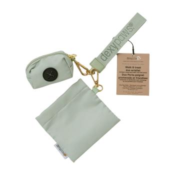 Duo porte-poignet distributeur de sacs et pochette à gâteries sauge - Dexypaws