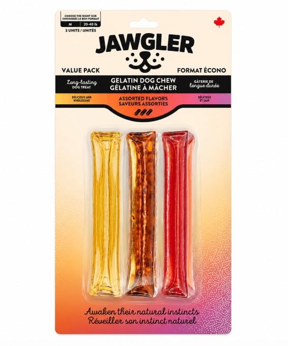 Dt41302 - Bâtons de gélatine de porc aux saveurs assorties en paquet de 3 unités pour chiens - Jawgler