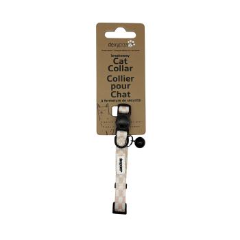 Collier ajustable en polyester avec boucle de sécurité carreaux et cœurs pour chats - Dexypaws