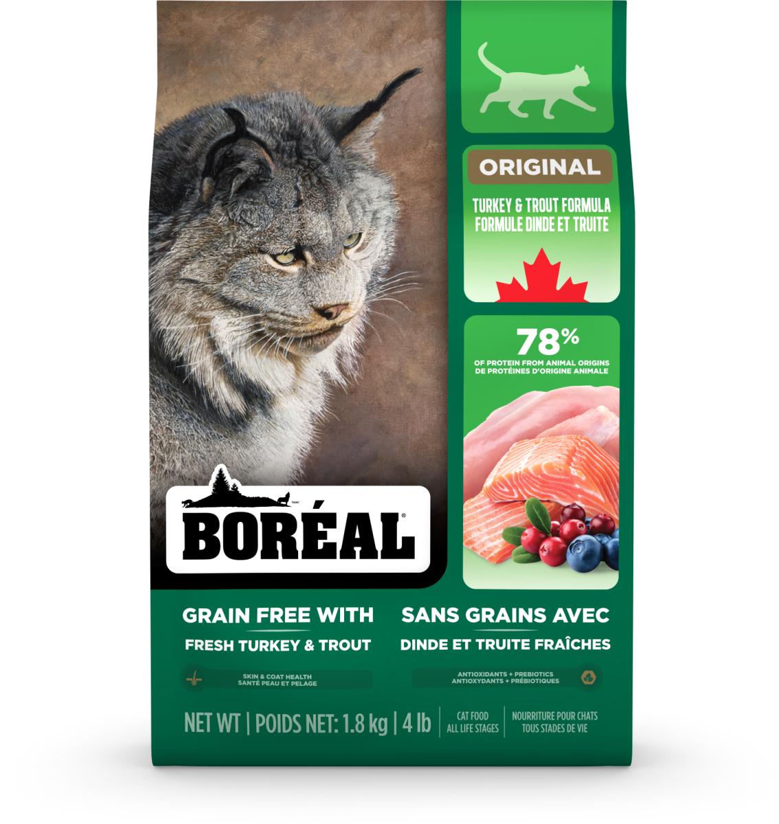 Br8000 - Nourriture sans grains dentaire pour chats à la dinde et truite - Boréal Original