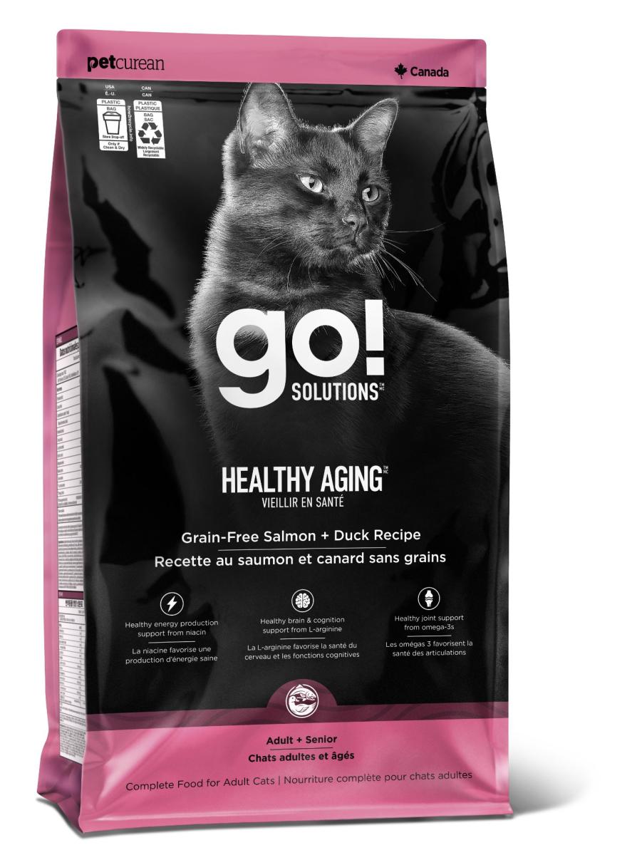 Pc2858 - Nourriture pour chats sans grain au saumon et canard - Go! Healthy Aging