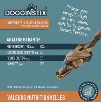 Tresse collagène d'agneau avec 2 noeuds pour chiens - DOGGINSTIX