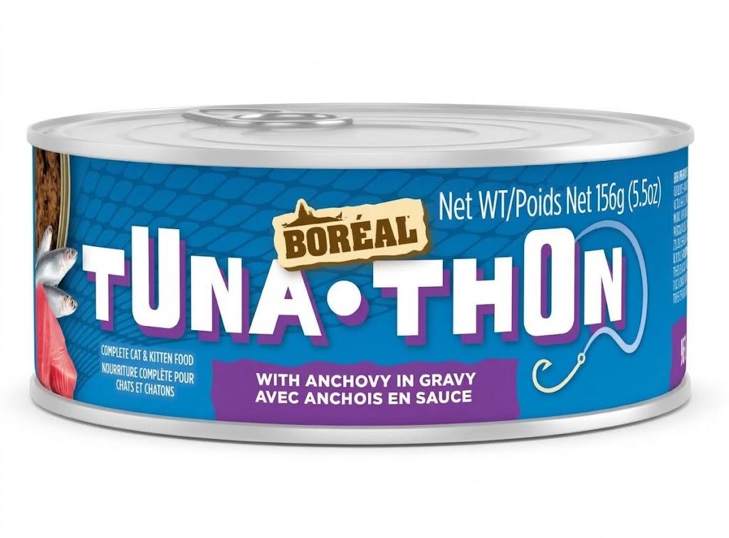 Br9428 - Nourriture en boite en sauce pour chats sans grain au thon et anchois - Boréal