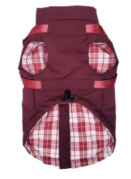 Manteau avec harnais intégré couleur bourgogne pour chiens - Doggie-Q