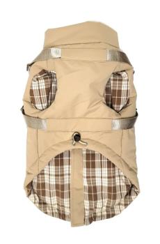 Manteau avec harnais intégré couleur tan pour chiens - Doggie-Q