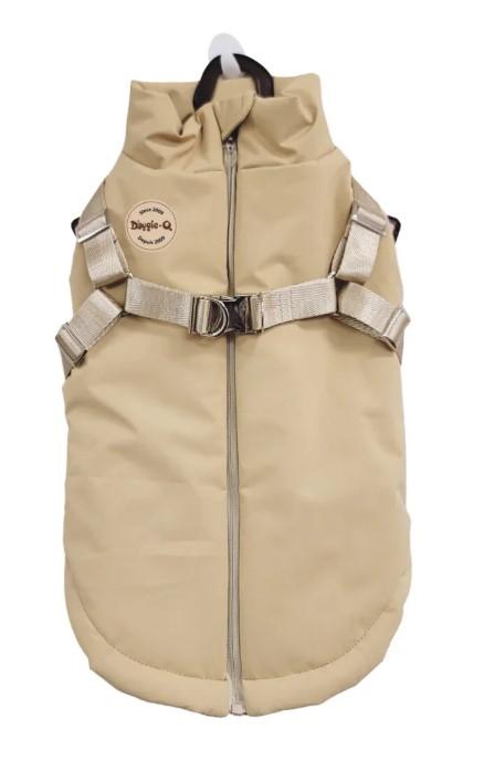 Mm2645 - Manteau avec harnais intégré couleur tan pour chiens - Doggie-Q