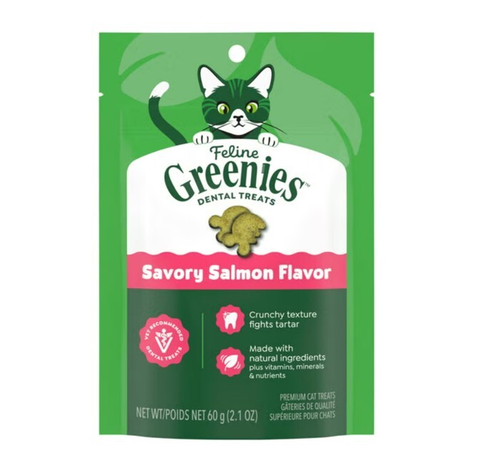 Gr8000 - Gâterie dentaire à saveur de saumon pour chats - Greenies