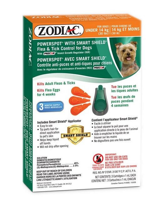 Ps110 - Ensemble de gouttes anti-puces pour chiens de 14 kg et moins avec applicateur - Zodiac