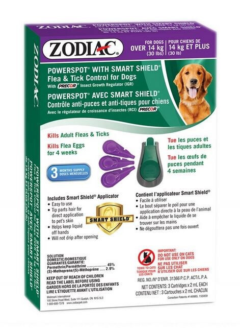 Ps120 - Ensemble de gouttes anti-puces pour chiens de 14 kg et plus avec applicateur - Zodiac