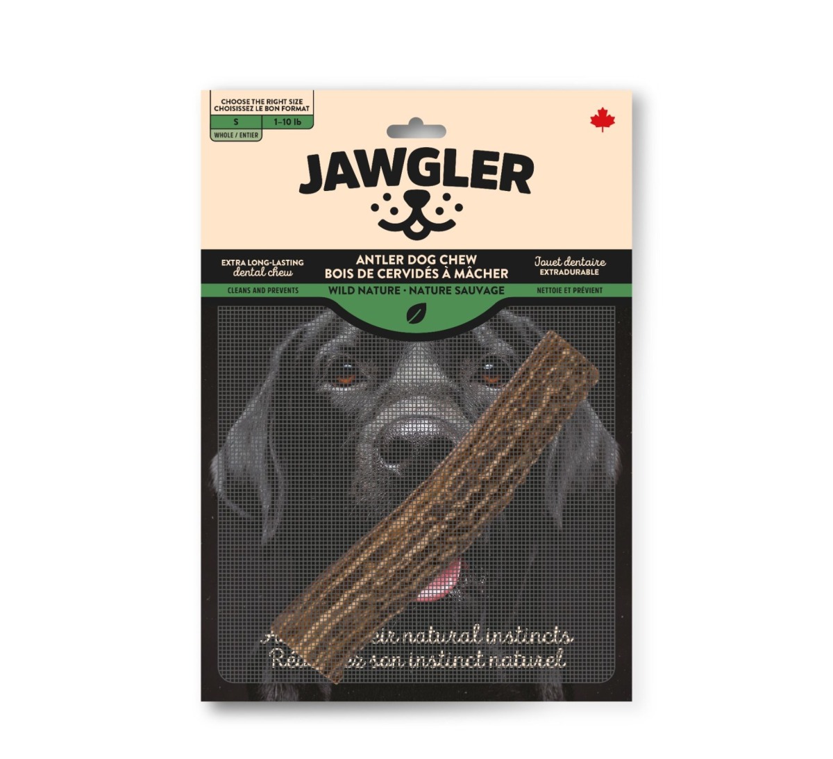 Dt16001 - Bois de cervidés entier à saveur naturel pour chiens - Jawgler