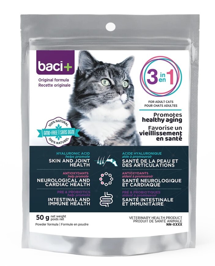 Y29002 - Baci+ Solution 3 en 1 pour Chat Âgé de 5 ans et plus - 50gr