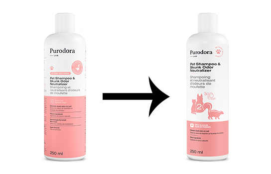 Shampoing et Neutralisant d'Odeurs de Moufette - Purodora Lab