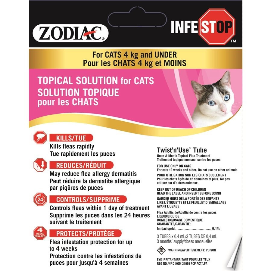 Ps840 - Gouttes anti-puces pour chats de 4 kg et moins - Zodiac Infestop