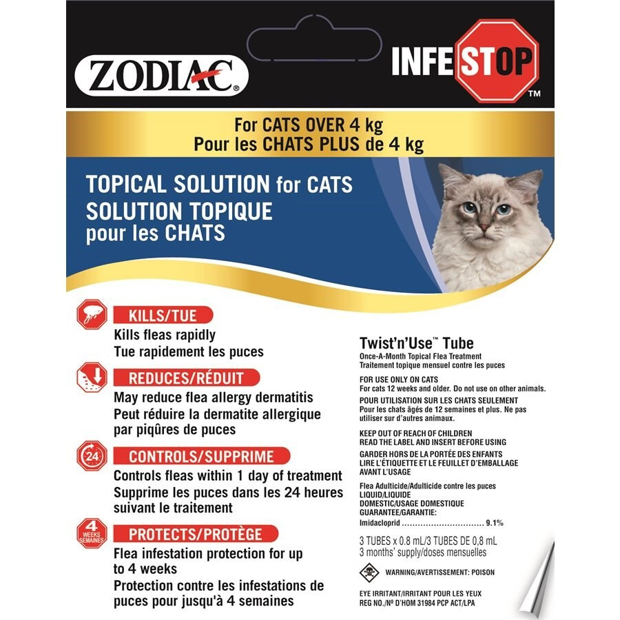 Ps842 - Gouttes anti-puces pour chats de 4 kg et plus - Zodiac Infestop