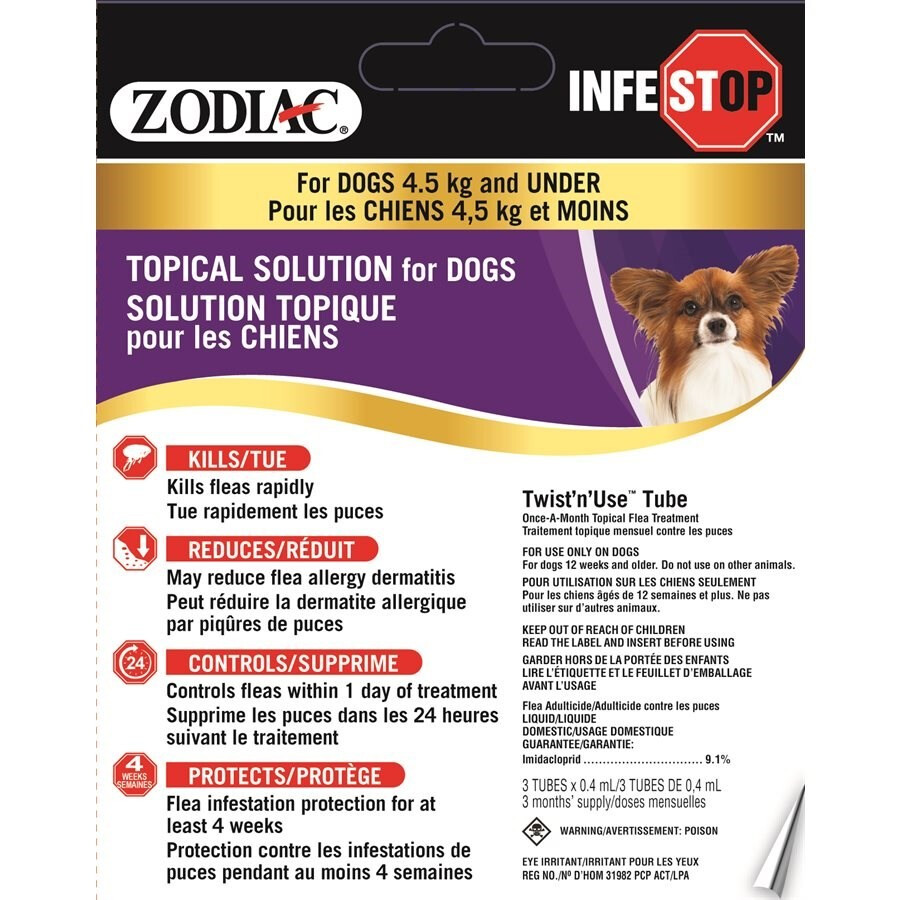 Ps820 - Gouttes anti-puces pour chiens de moins de 4.5 kg - Zodiac Infestop