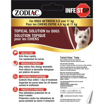 Gouttes anti-puces pour chiens de 4.6 kg à 11 kg - Zodiac Infestop