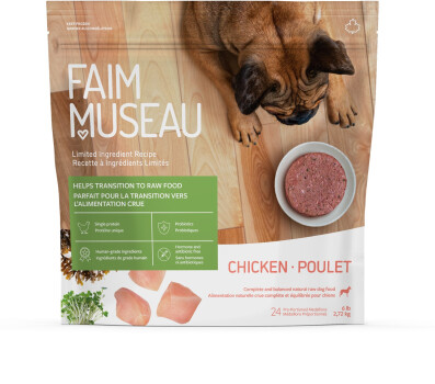 Nourriture crue recette ingrédients limités au poulet pour chiens - Faim Museau