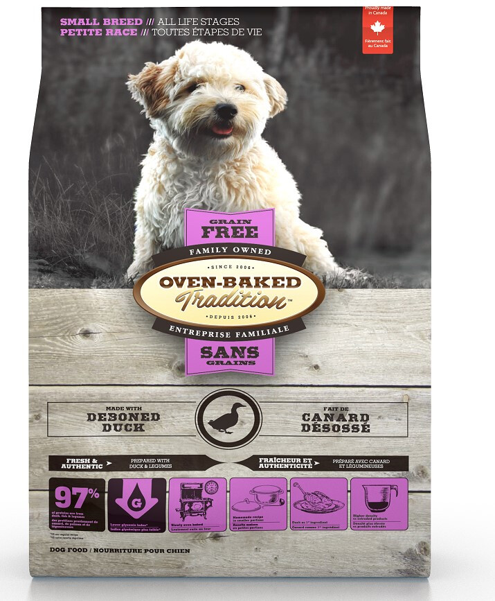 Ob180 - Nourriture sans grains pour chiens de petites races au canard - Oven-Baked Tradition