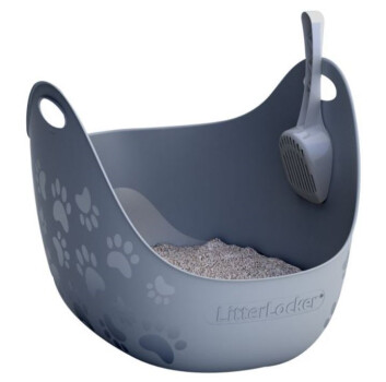 Bac à litière gris avec pelle pour chats - Litter Locker