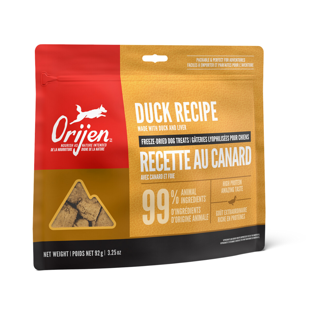 Oj910 - Gâteries lyophilisées recette au canard pour chiens - ORIJEN