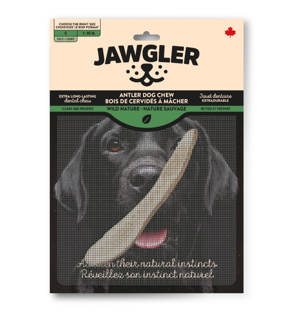 Dt16006 - Demi bois de cervidé à saveur naturel pour animaux - Jawgler