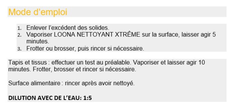 Nettoyant & Détachant Xtrême Concentré 1L  - Loona