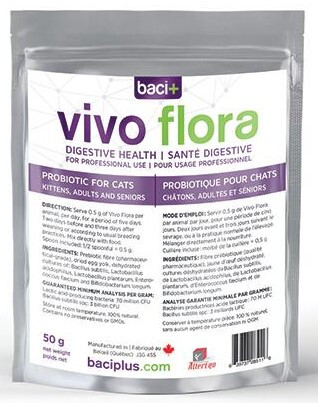 Y28511 - Vivo Flora Probiotiques pour Chats 50g - Baci+