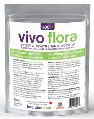 Y28512 - Vivo Flora probiotiques pour chiens 50 g - Baci+
