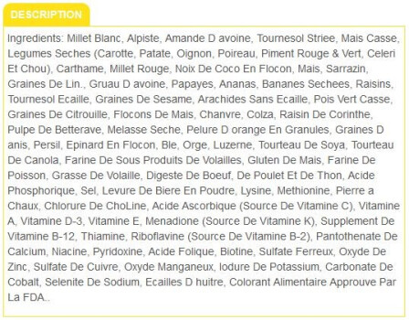 Nourriture pour Cockatiels FRUITOMAX - Zoomax